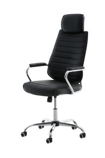 Fauteuil De Bureau Hauteur Réglable Pivotant Mécanisme De Bascule Pvc Noir Et Métal Chromé 10_0002