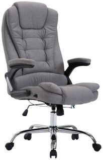 Fauteuil De Bureau XXL Sur Roulettes Confortablement Rembourrés Avec Accoudoirs En Tissu Gris