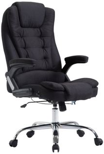 Fauteuil De Bureau XXL Sur Roulettes Confortablement Rembourrés Avec Accoudoirs En Tissu Noir Et M