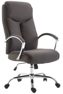 Fauteuil De Bureau XL Mécanisme D'inclinaison Pivotant En Tissu Gris Foncé Et Métal Chromé 10_0002