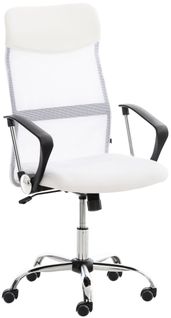Fauteuil De Bureau Sur Roulettes Mécanisme De Bascule Revêtue D'une Maille Blanche 10_0002713