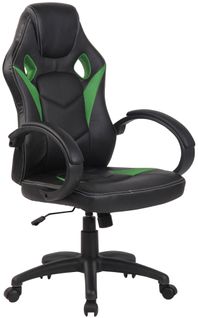 Fauteuil De Bureau Chaise Gaming Forme Ergonomique En Pvc Vert Et Plastique 10_0002759