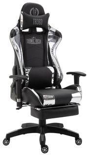 Fauteuil De Bureau Chaise Gamer Sur Roulettes Avec Repose-pieds Accoudoirs En Pvc Noir / Blanc 10_
