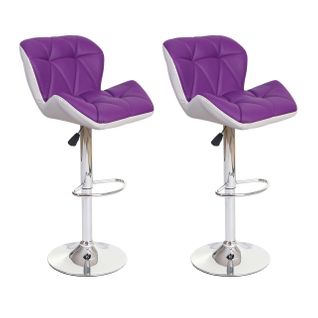 2x Tabourets De Bar Chaise De Comptoir Hauteur Réglable En Synthétique Violet Cadre En Acier