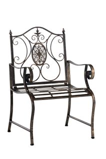 Chaise De Jardin Balcon Terrasse Avec Accoudoirs Design Rustique En Métal Bronze 10_0003028