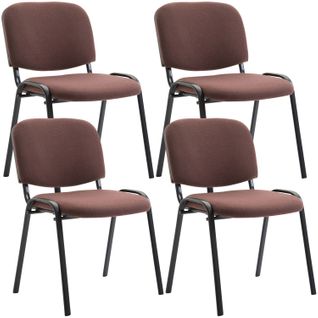 Lot De 4 Chaises Visiteur Empilable Zone D'attente En Tissu Marron Piètement à 4 Pieds En Métal No