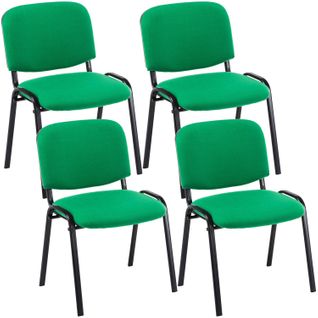 Lot De 4 Chaises Visiteur Empilable Zone D'attente En Tissu Vert Piètement à 4 Pieds En Métal Noir