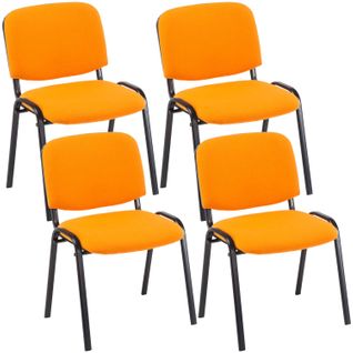 Lot De 4 Chaises Visiteur Empilable Zone D'attente En Tissu Orange Piètement à 4 Pieds En Métal No