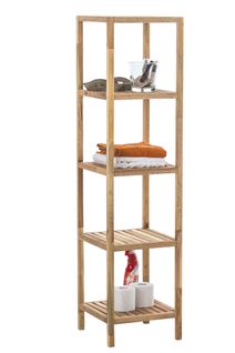 Etagère à 5 Niveaux De Rangement Salle De Bain 36x36x145 Cm En Bois Noyer 10_0003212