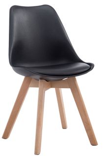 Chaise De Salle à Manger X1 Design Scandinave En Pvc Et Plastique Noir Et Piètement à 4 Pieds En