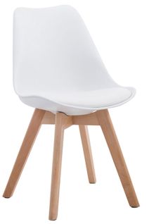 Chaise De Salle à Manger X1 Design Scandinave En Pvc Et Plastique Blanc Et Piètement à 4 Pieds En