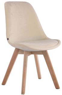 Chaise De Salle à Manger X1 Design Scandinave En Velours Crème Et Piètement à 4 Pieds En Bois Cla