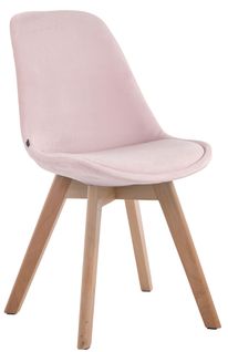 Chaise De Salle à Manger X1 Design Scandinave En Velours Rose Et Piètement à 4 Pieds En Bois Clai