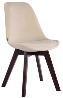 Chaise De Salle à Manger X1 Design Scandinave En Velours Crème Et Piètement à 4 Pieds En Bois Mar