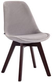 Chaise De Salle à Manger X1 Design Scandinave En Velours Gris Et Piètement à 4 Pieds En Bois Marr