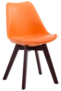 Chaise De Salle à Manger X1 Design Scandinave En Pvc Et Plastique Orange Et Piètement à 4 Pieds