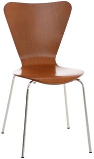 Chaise De Cuisine Salle à Manger X1 Empilable Dossier Triangle En Bois Marron Et Métal Chromé 10_0