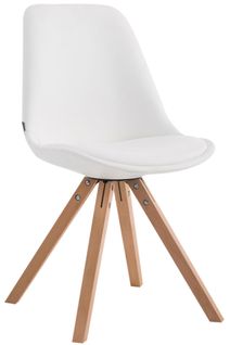 Chaise De Cuisine Salle à Manger Scandinave Assise En Pvc Blanc 4 Pieds En Bois Forme Carré Clair