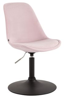 Chaise De Salle à Manger X1 Pivotante Hauteur Réglable En Velours Rose Et Pied Trompette En Métal
