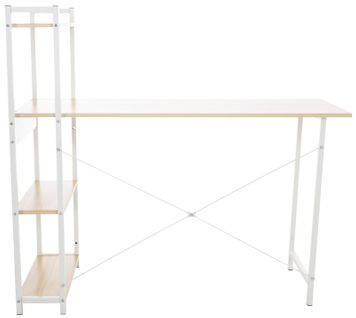 Bureau Table De Travail Style Rétro Avec Colonne De Rangement Étagère En Bois Érable Et Métal