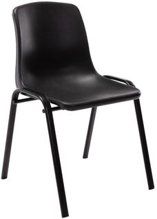 Chaise Visiteur Empilable Salle D'attente En Plastique Noir Et Métal 10_0003729