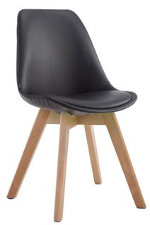Chaise De Salle à Manger X1 Style Scandinave En Pvc Noir Support 4 Pieds En Bois Couleur Clair 10_
