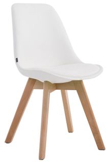 Chaise De Salle à Manger X1 Style Scandinave En Pvc Blanc Support 4 Pieds En Bois Couleur Clair 10