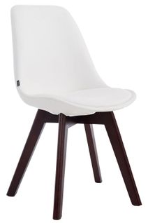 Chaise De Salle à Manger X1 Style Scandinave En Pvc Blanc Support 4 Pieds En Bois Couleur Noyer 10
