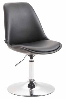 Chaise De Salle à Manger X1 Pivotante Hauteur Réglable En Pvc Noir Et Pied Trompette En Métal Chro