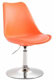 Chaise De Salle à Manger X1 Pivotante Hauteur Réglable En Plastique Orange Et Pied Trompette En Mé