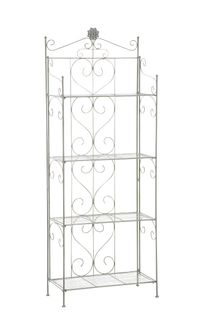 Etagère Sur 4 Niveaux Rangement Style Rustique 160x60 Cm En Métal Vert Vieilli 10_0003915