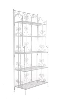 Etagère Sur Pieds Avec 5 Niveaux Rangement Balcon Terrasse Salon Pliable En Métal Blanc 10_0003968