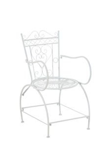 Chaise De Jardin Avec Accoudoirs Balcon Terrasse Design Rustique En Métal Blanc 10_0004002