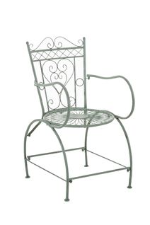 Chaise De Jardin Avec Accoudoirs Balcon Terrasse Design Rustique En Métal Vert Vieilli 10_0004004