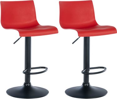 Lot De 2 Tabourets De Bar Design Simple Avec Repose-pieds En Plastique Rouge Pieds En Métal Noir 1