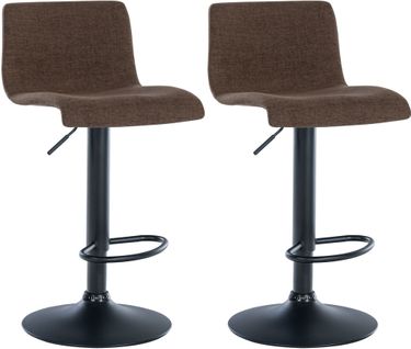 Lot De 2 Tabourets De Bar Design Simple Avec Repose-pieds En Tissu Marron Pieds En Métal Noir 10_0