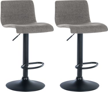 Lot De 2 Tabourets De Bar Design Simple Avec Repose-pieds En Tissu Gris Clair Pieds En Métal Noir