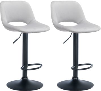 Tabourets De Bar Chaises Haute X2 Avec Repose-pieds En Velours Gris Clair Piètement Métallique