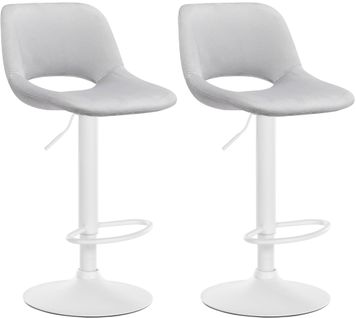 Tabourets De Bar Chaises Haute X2 Avec Repose-pieds En Velours Gris Clair Piètement Métallique