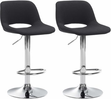 Tabourets De Bar Chaises Haute X2 Avec Repose-pieds En Tissu Noir Piètement Métallique Chromé 10_0