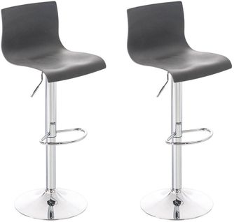 Set De 2 Tabourets De Bar Avec Repose-pieds Eb Métal Chromé Siège En Plastique Gris 10_0004186