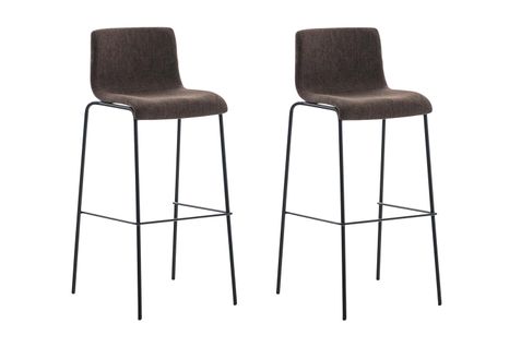 Lot De 2 Tabourets De Bar Avec Repose-pieds Dossier Incurvé En Tissu Marron Et 4 Pieds En Métal