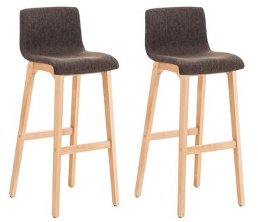 Lot De 2 Tabourets De Bar Design Avec Structure De 4 Pieds En Bois Et Assise En Tissu Marron 10_00