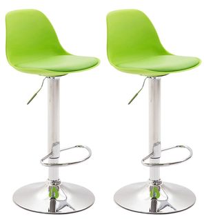 Lot De 2 Tabourets De Bar Moderne Et Confortable Assise En Pvc Vert Coque En Plastique Et Pieds