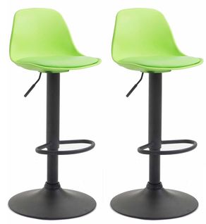 Lot De 2 Tabourets De Bar Moderne Et Confortable Assise En Pvc Vert Coque En Plastique Et Pieds