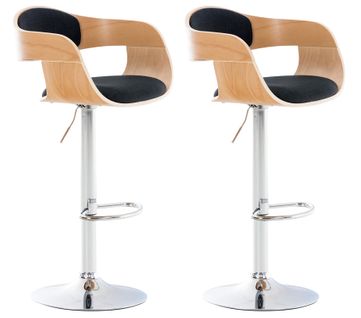 Lot De 2 Tabourets De Bar Design Scandinave En Tissu Noir Et Structure En Bois Clair 10_0004253