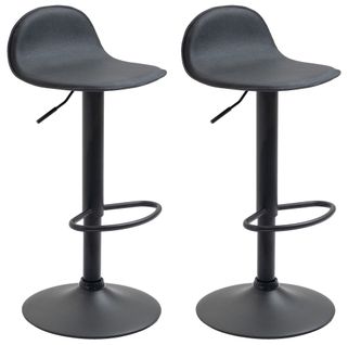 Lot De 2 Tabourets De Bar Avec Repose-pieds En Pvc Noir Pied Trompète En Métal Noir 10_0004261