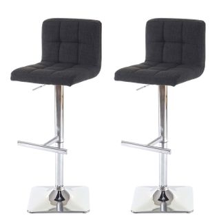 Lot De 2 Tabourets De Bar Chaises Hautes Rotatif Avec Dossier En Tissu / Textile Gris Foncé