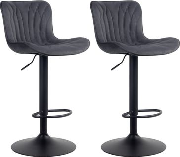 Lot De 2 Tabourets De Bar Chaises Hautes Avec Coutures Décoratives En Tissu Velours Noir Pieds En