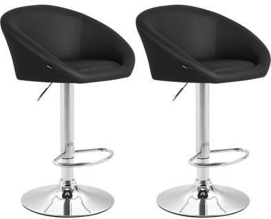 Lot De 2 Tabourets De Bar Chaises Hautes Design Moderne En Pvc Noir Et Métal Chromé 10_0004347